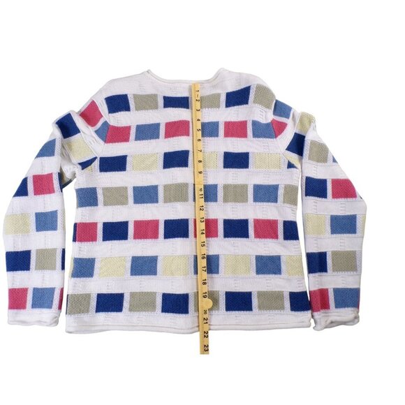 Christopher & Banks White Pastel Colorblock Cardigan Y2K 2005 Size M #127 - Picture 7 of 11